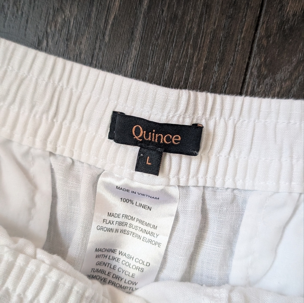 Quince White Linen Shorts Sz Large - Picture 2 of 5